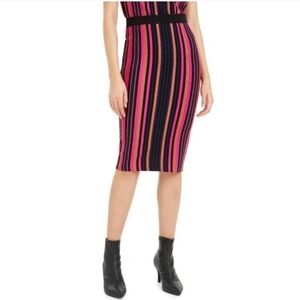 Bar III Vibrant Pink and Black Striped Pencil Skirt